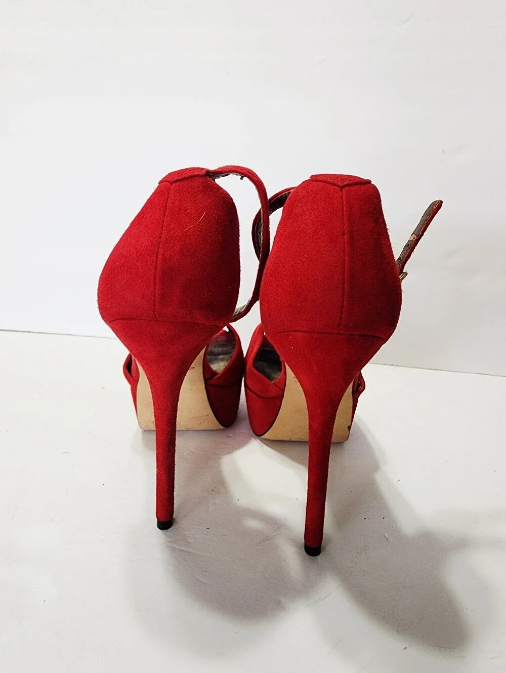 Sam Edelman Red Marina Ankle Steap Platform Stilletos 7.5